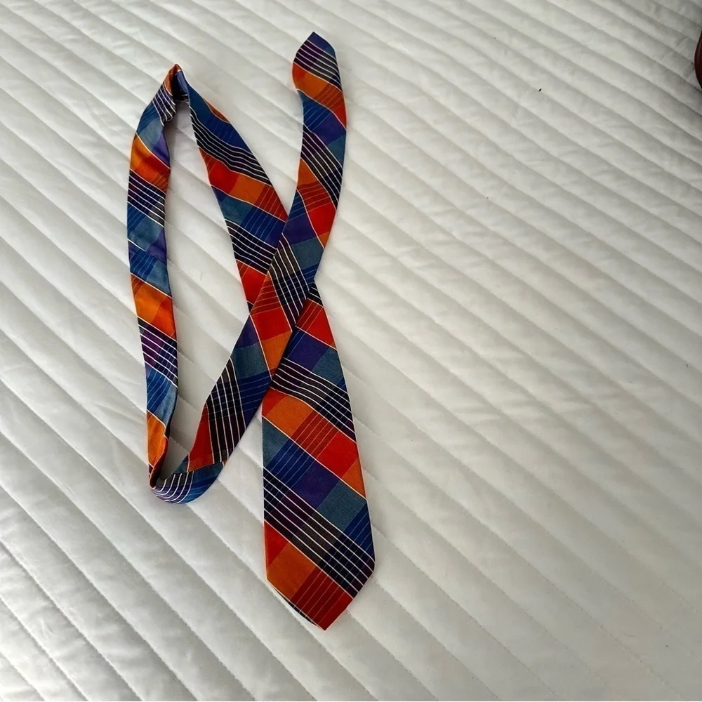 Mens Missoni Tie classic orange and blue wide stripe